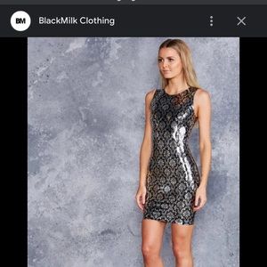 NWT black milk Fatale dress shiny shiny wallpaper PVC